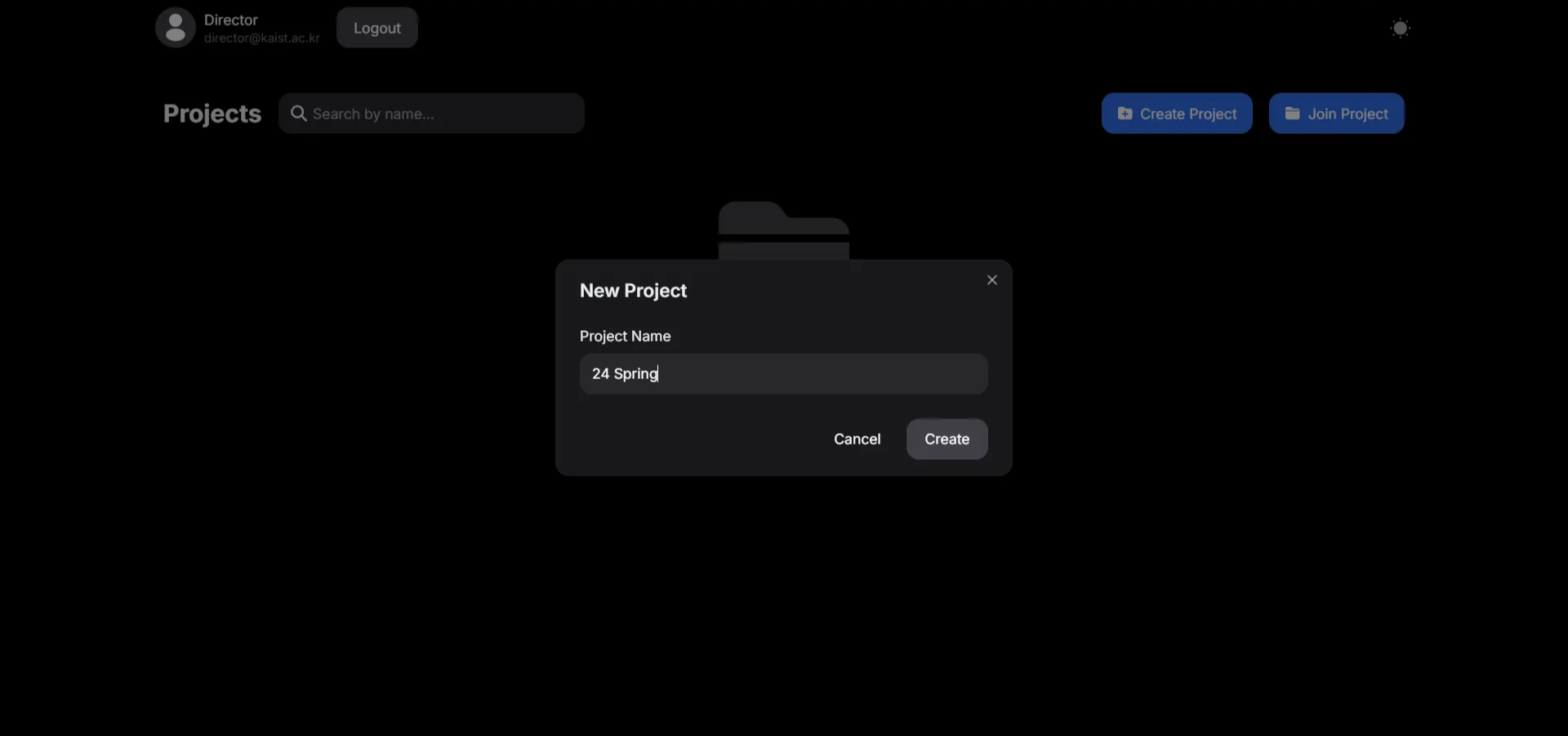 Type the name of the project. Click the “Create” button to create new project.