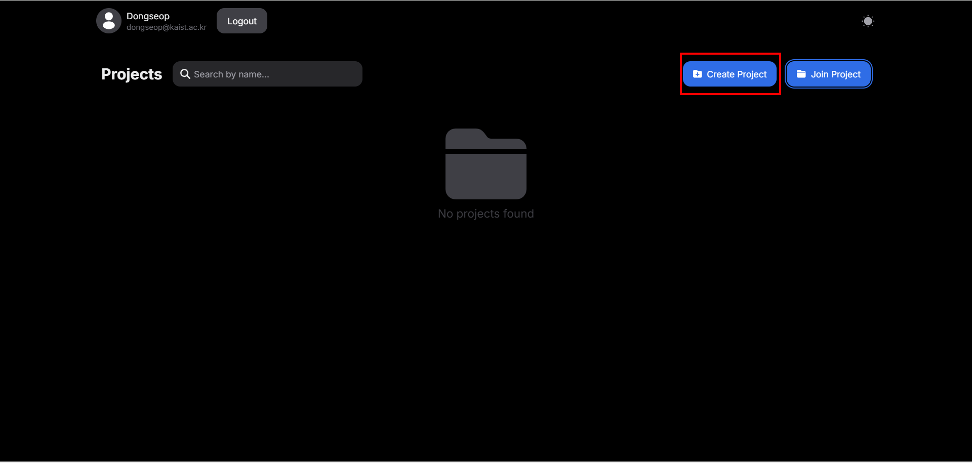 Click the “Create Project” button to create a new project.